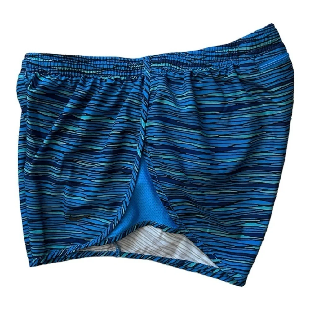 NIKE Dri Fit Equilibrium Modern Tempo Blue Heathered Stripes Running Shorts